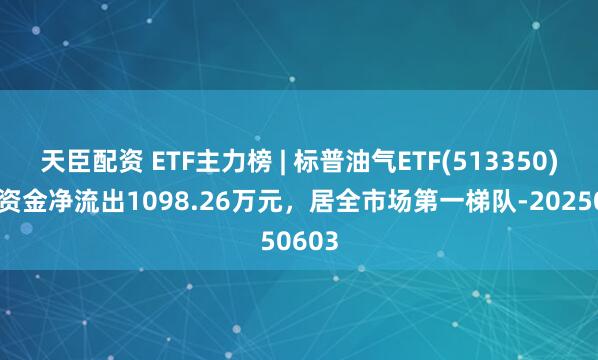 天臣配资 ETF主力榜 | 标普油气ETF(513350)主力资金净流出1098.26万元，居全市场第一梯队-20250603
